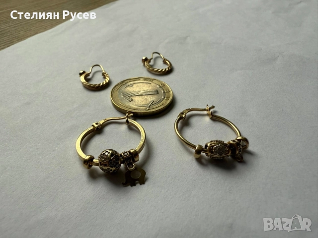 4.68гр 0912    златни обеци / златно  / злато / GOLD 585 / 14 карата 142 лв за грам -4 броя обеци от, снимка 3 - Обеци - 52706787