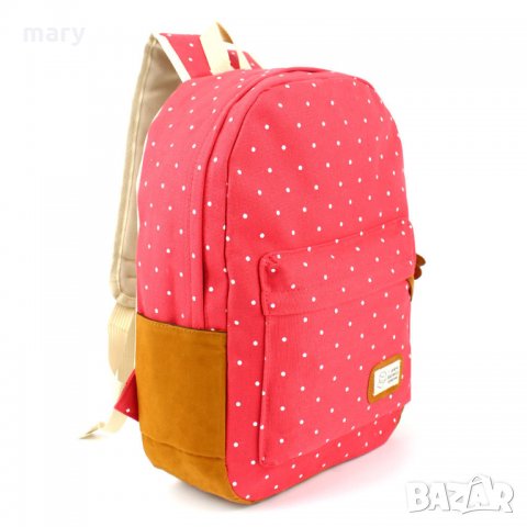 ЧЕРВЕНА РАНИЦА НА ТОЧКИ, снимка 3 - Раници - 31521058