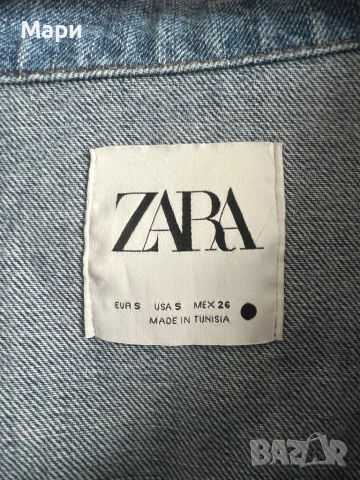 Сет Zara дънково яке, панталони с висок талия, тениска H&M без следи от употреба, снимка 2 - Комплекти - 53947691