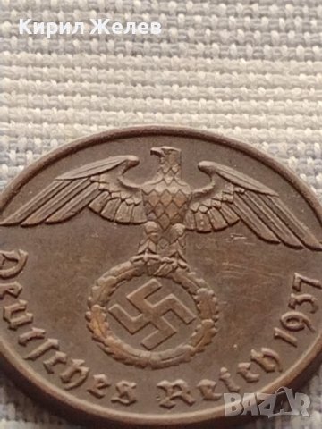Монета 2 райхсфенинг 1937г. Германия Трети Райх с СХВАСТИКА за КОЛЕКЦИЯ 30296, снимка 5 - Нумизматика и бонистика - 42823474