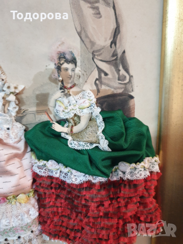 Старинна авторска картина- Парижка модна икона, снимка 5 - Антикварни и старинни предмети - 36482840