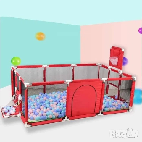 Голяма детска кошара за игра с футболен и баскетболен кош, преграда, снимка 4 - Кошарки - 52034285