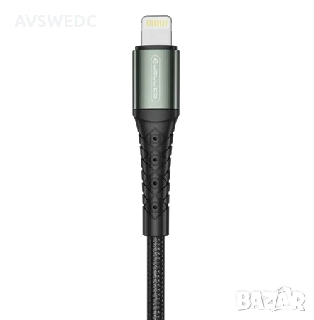 Кабел USB-Lightning 3.1A JELLICO 1 метър черен, снимка 2 - Кабели и адаптери - 48473111