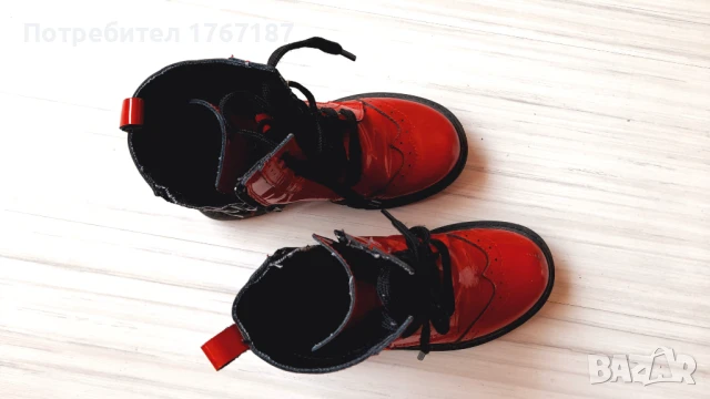 Детски ботуши кожени червени с връзки 28 размер 18р5 см стелка, снимка 6 - Детски боти и ботуши - 51384217