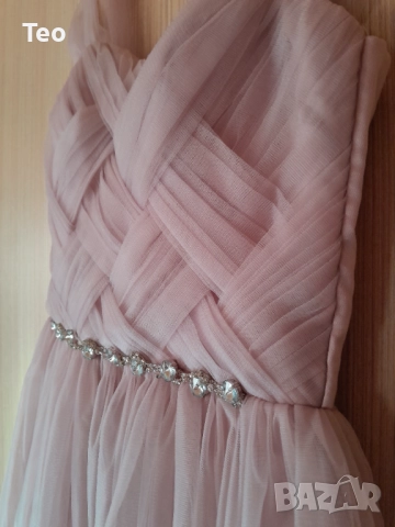 Официална дълга рокля, светло розово, тюл, снимка 10 - Рокли - 52931136