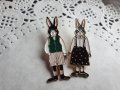 Комплект Сладки брошки зайчета Пинчета Зайци Пинове Значки Бижута Малък подарък Зайче , снимка 2
