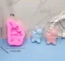Зайче и мече в кош количка бебешки силиконов молд форма фондан шоколад , снимка 2