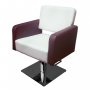 Фризьорски стол M300 - бяло и кафяво/черно, снимка 1 - Фризьорски столове - 22917374