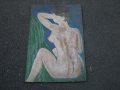 Kартина гола жена на фазер с масл.бои , снимка 1 - Антикварни и старинни предмети - 31868473