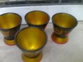 Четири дървени съветски чашки за водка ракия коняк хохлома, снимка 1 - Други ценни предмети - 36891974