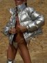 Ново персонализирано модерно дамско късо топло лъскаво памучно яке, 2цвята - 023