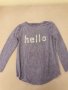 Лилава блуза Хелло - изключително приятна материя - мека , удобна, красива . Бродиран надпис с перли, снимка 1 - Блузи с дълъг ръкав и пуловери - 39217764