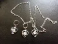 Сребърен комплект колие и обици , снимка 5