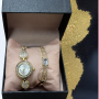 Красив подаръчен комплект часовник с гривна в нежен дизайн с камъни цирконии Gift5, снимка 1 - Дамски - 44534917