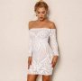 Елегантна бяла рокля с пайети, снимка 1 - Рокли - 30274559