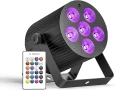 Erreyht 60W акумулаторна LED Par лампа, RGBWA+UV 6 LED сценични светлини с дистанционно, снимка 1