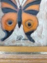Малка авторска керамична картина с емайл/пеперуди/дървена рамка 20х12см, снимка 5