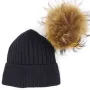 Дамска зимна шапка в черно с помпон от естествен косъм Код на продукта:DASH-02-094, снимка 2