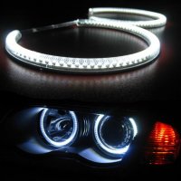 Ангелски очи Interlook Дневни светлини A + B - 131 mm + 146 mm SMD бял LED BMW E46 4броя комплект, снимка 2 - Аксесоари и консумативи - 38766456