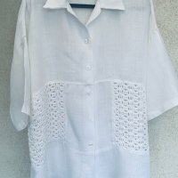 Голяма бяла риза-туника OPIUM Германия 100% лен, снимка 1 - Ризи - 37040801