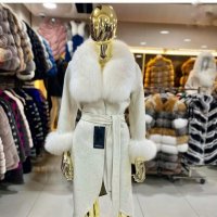 Дамско луксозно палто кашмир вълна и лисица код 316, снимка 1 - Палта, манта - 39712698