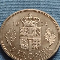 Монета 5 крони 1974г. Дания Кралица Маргарет втора 40433, снимка 4 - Нумизматика и бонистика - 42697854
