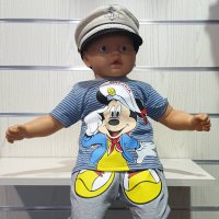 Нов бебешки моряшки сет/лот: комплектче Мики Маус с капитанска шапка, 3-6 месеца, снимка 3 - Комплекти за бебе - 29975086