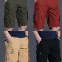Мъжки къси свободни прави ежедневни панталони с много джобове, 4цвята - 023, снимка 1 - Къси панталони - 40852563