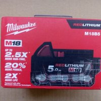 оригинална нова milwaukee 18v М18 5.0ah M18B5 батерия в кутия, снимка 7 - Други инструменти - 42315453