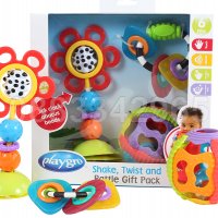 НОВ! Комплект дрънкалки за бебе 3 броя Playgro Shake, twist and rattle gift pack, снимка 1 - Дрънкалки и чесалки - 31457732