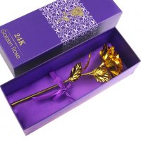 УНИКАЛЕН ПОДАРЪК - Позлатена Роза в Луксозна Кутия с Красива Подаръчна Торбичка Golden Rose Подарък , снимка 2 - Романтични подаръци - 38285114