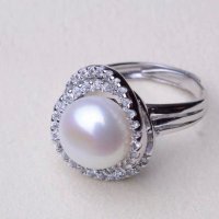 Пръстен с естествена, розова перла и сребро, снимка 2 - Пръстени - 31810625