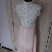 Официална дълга рокля в розово с бяла дантела - 24,00лв., снимка 9 - Рокли - 30624516
