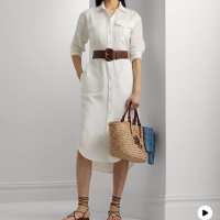 POLO Ralph Lauren  Лен /Вискоза Womens Shirtdress Size 0 /S НОВО! ОРИГИНАЛ! Дамска Ленена Рокля!, снимка 1 - Рокли - 44795595