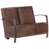 2-местен диван, състарено кафяво, естествена кожа, снимка 8 - Дивани и мека мебел - 38495019
