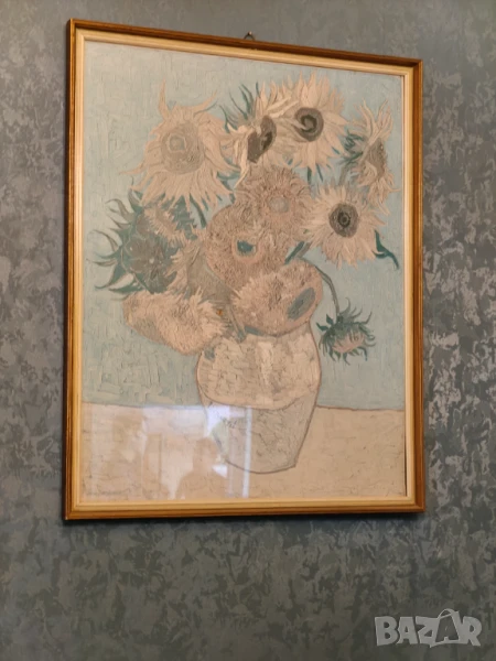 Картина слънчогледи стъкло , снимка 1