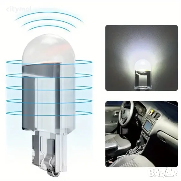 LED крушки T10 W5W габаритни,  диодни бели, снимка 1