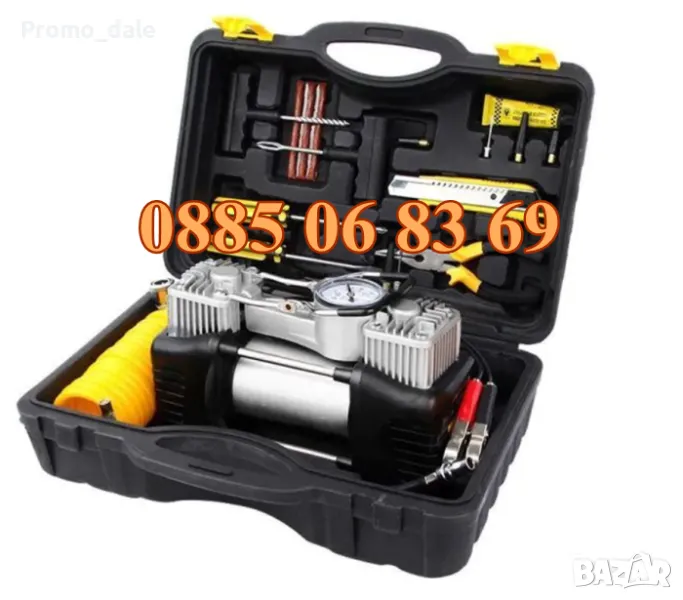 Комплект Пътна помощ - мощен компресор за гуми с инструменти, снимка 1