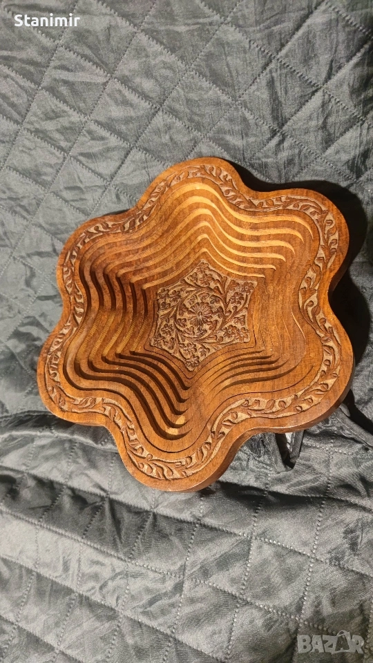 Индийски панер с дърворезба, сгъваем , снимка 1
