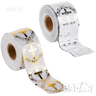 100 бр Кръст Кръщене Кръщение малки самозалепващи лепенки стикери за ръчна подарък, снимка 1