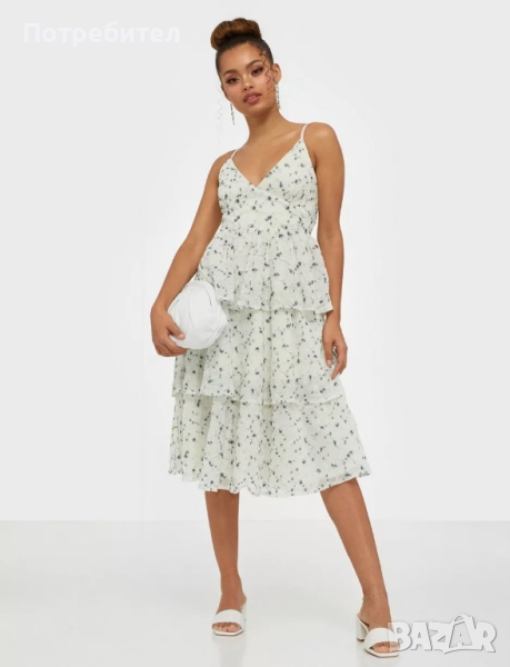 Бяла рокля с бродирани цветя NLY TREND, снимка 1