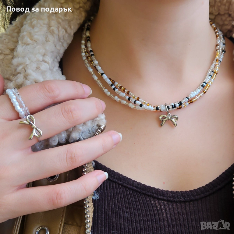 Сет с мъниста и неръждаема стомана , снимка 1