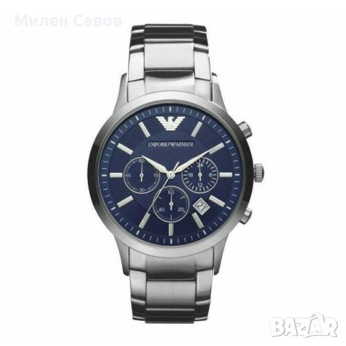 МЪЖКИ ЧАСОВНИК EMPORIO ARMANI С ХРОНОГРАФ ОТ НЕРЪЖДАЕМА СТОМАНА С СИН ЦИФЕРБЛАТ AR2448, снимка 1