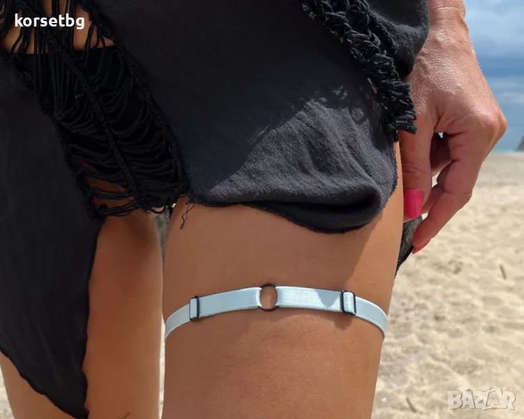 Син жартиер за крак ръчно изработен 8551, снимка 1