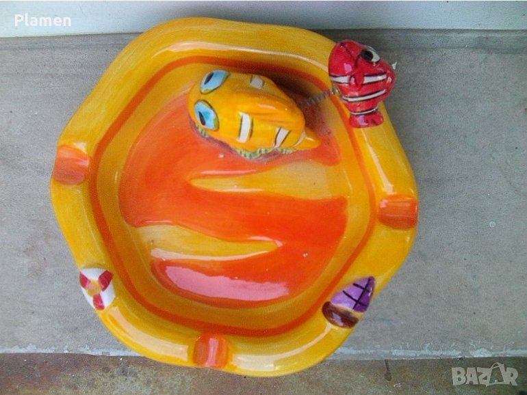 Керамичен пепелник с риба от Гърция, снимка 1