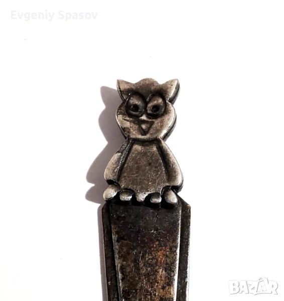 Бухалче Посребрено Патинирано, Разделител за страници на книга., снимка 1