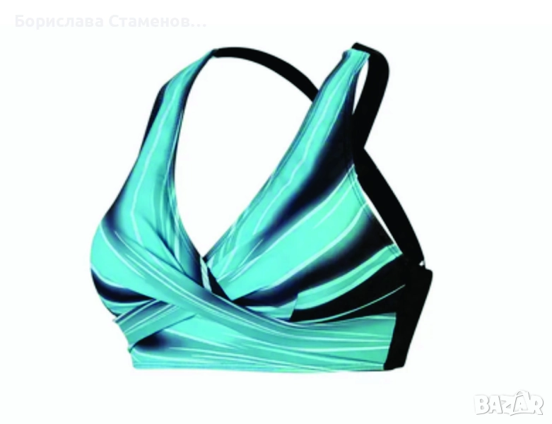 Горнище бански в черно и тюркоаз., снимка 1