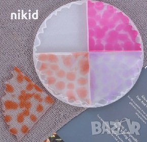 кръг разделен на 4 части четвърт плитка основа силиконов молд форма фондан шоколад смола гипс, снимка 1