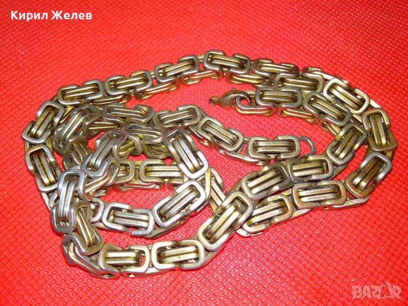 ВНУШИТЕЛЕН СТОМАНЕН ЛАНЕЦ НЕРЪЖДАЕМА БЛАГОРОДНА СТОМАНА ВИНТИДЖ ПЛЕТКА 44113, снимка 1