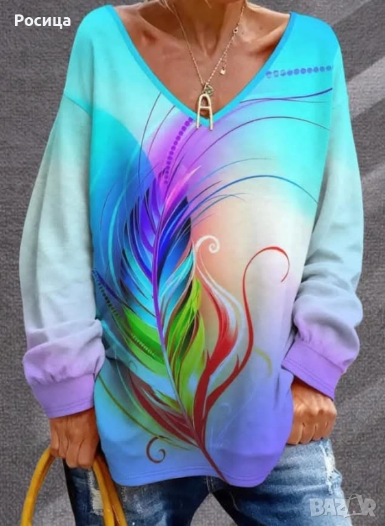 Дамска блуза с дълъг ръкав размер 3ХЛ има разтегливост нова., снимка 1